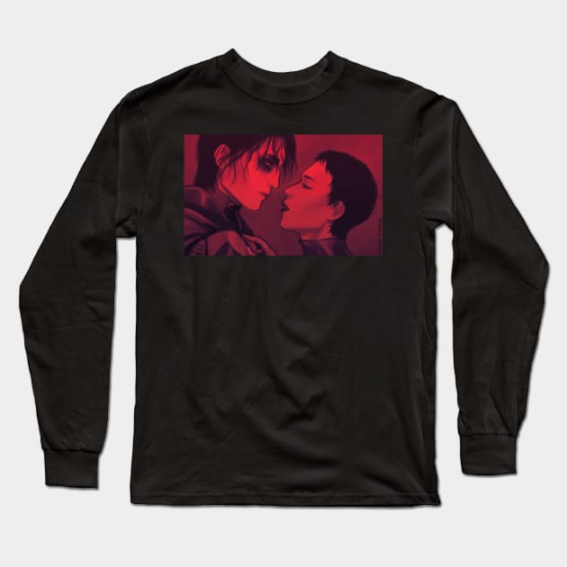 The bat and the cat (red ver.) Long Sleeve T-Shirt by Eileen Widjaja